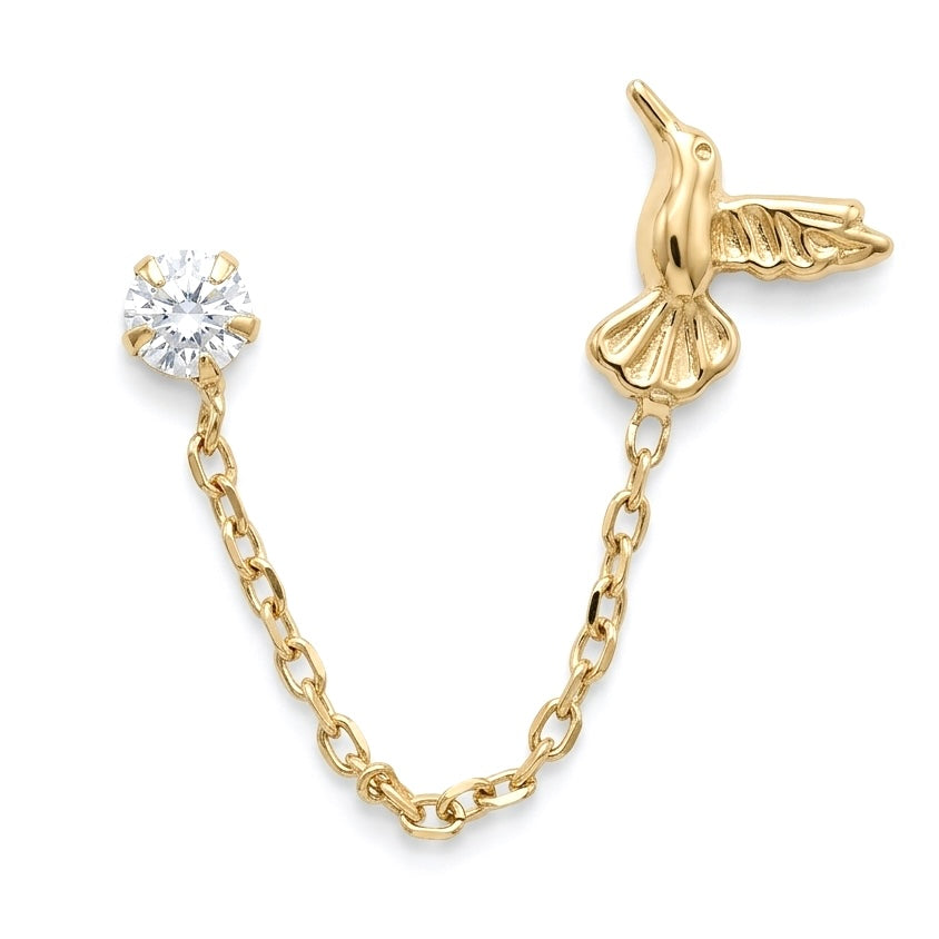 Piercing Doble Colibrí Brillo Oro 10K