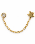 Piercing Doble Estrella Brillo Oro 10K