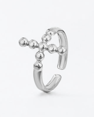 Anillo Cruz Grande Plateado