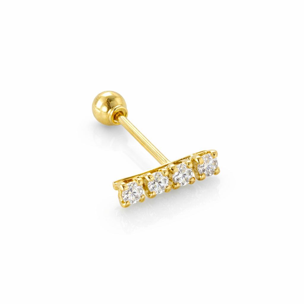 Piercing Linea Cristal Blanco Oro 10K