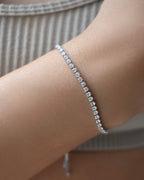 Pulsera Tennis Plateado Ajustable Blanca