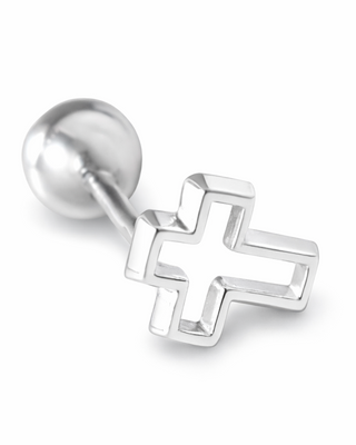 Piercing Cruz Hueca Plata .925 (1 pza)