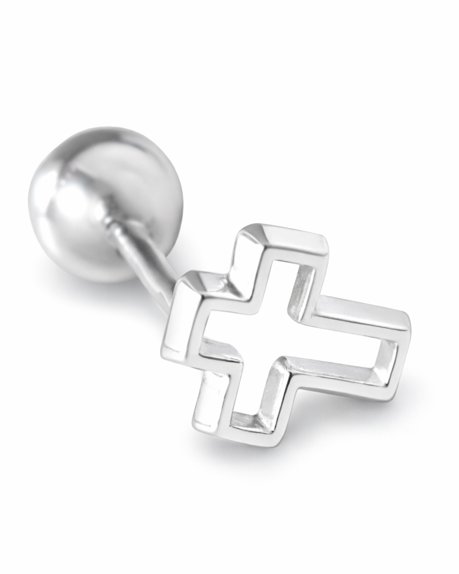 Piercing Cruz Hueca Plata .925 (1 pza)