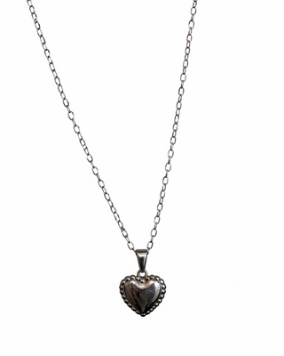 Collar Corazon Puntos Plateados