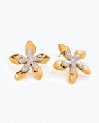 Aretes Flor Doble Bicolor