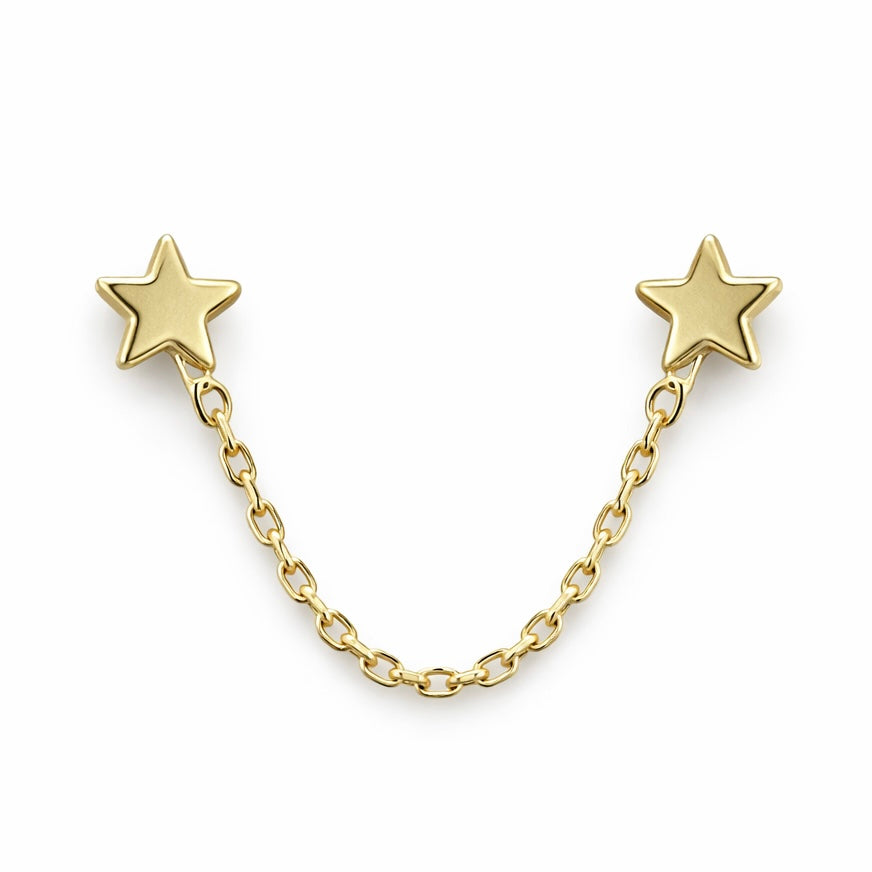 Piercing Doble Estrellas Oro 10K