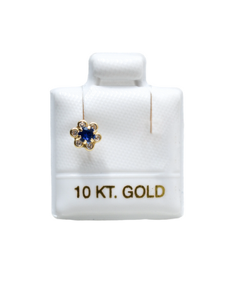 Piercing Flor Cristal Azul Oro 10K (1 pz)