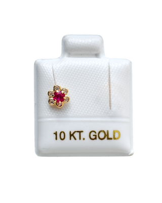 Piercing Flor Cristal Rosa Oro 10K (1 pz)