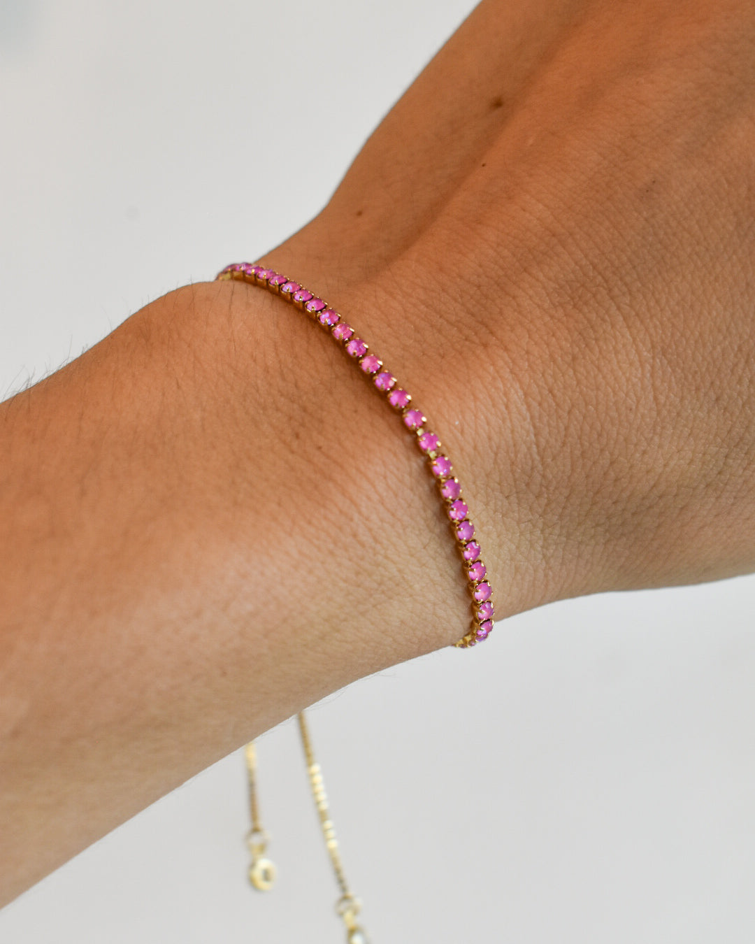 Pulsera Tennis Rosa Claro - Ajustable