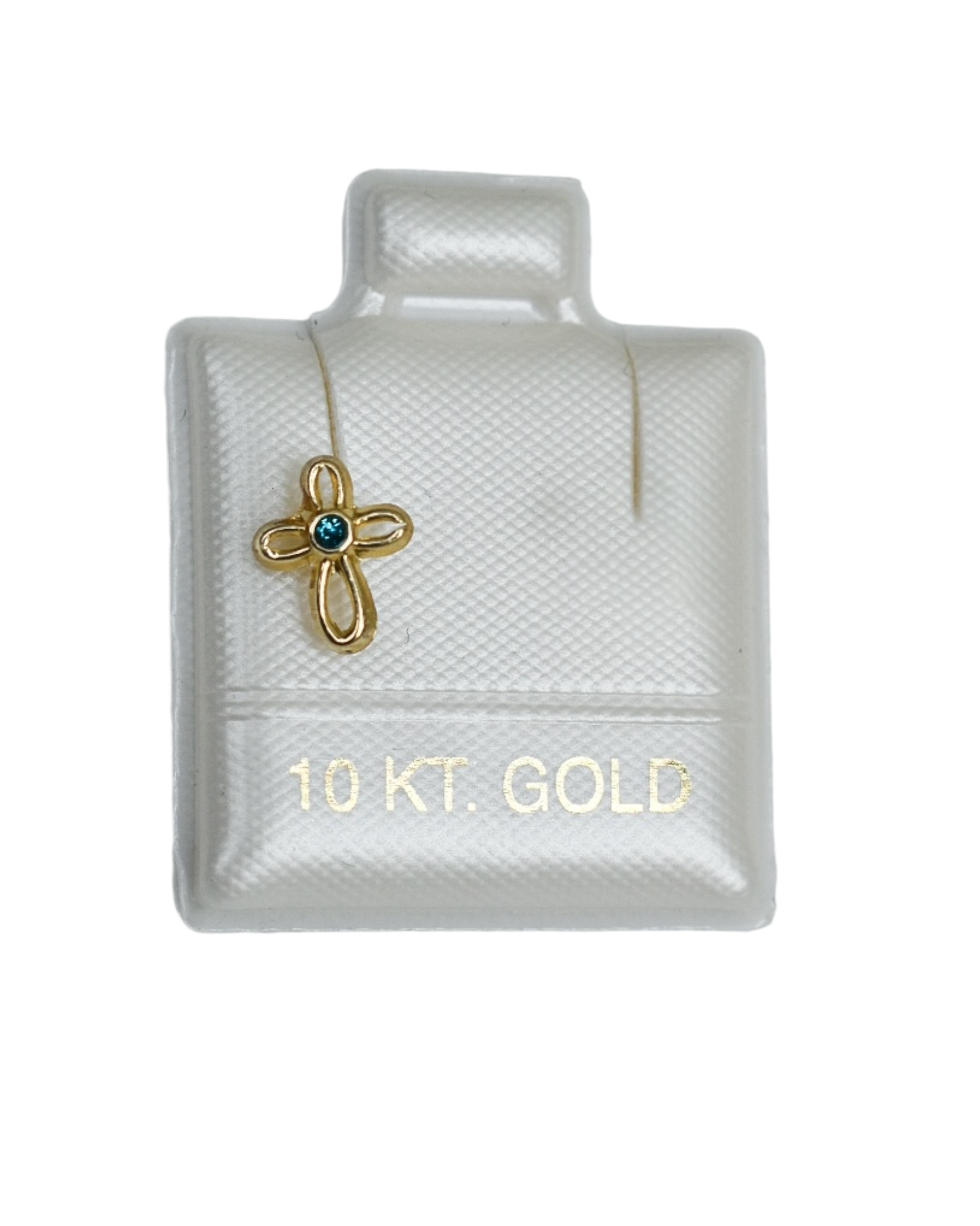 Piercing Cruz Oval Azul  Oro 10K - 1 pza