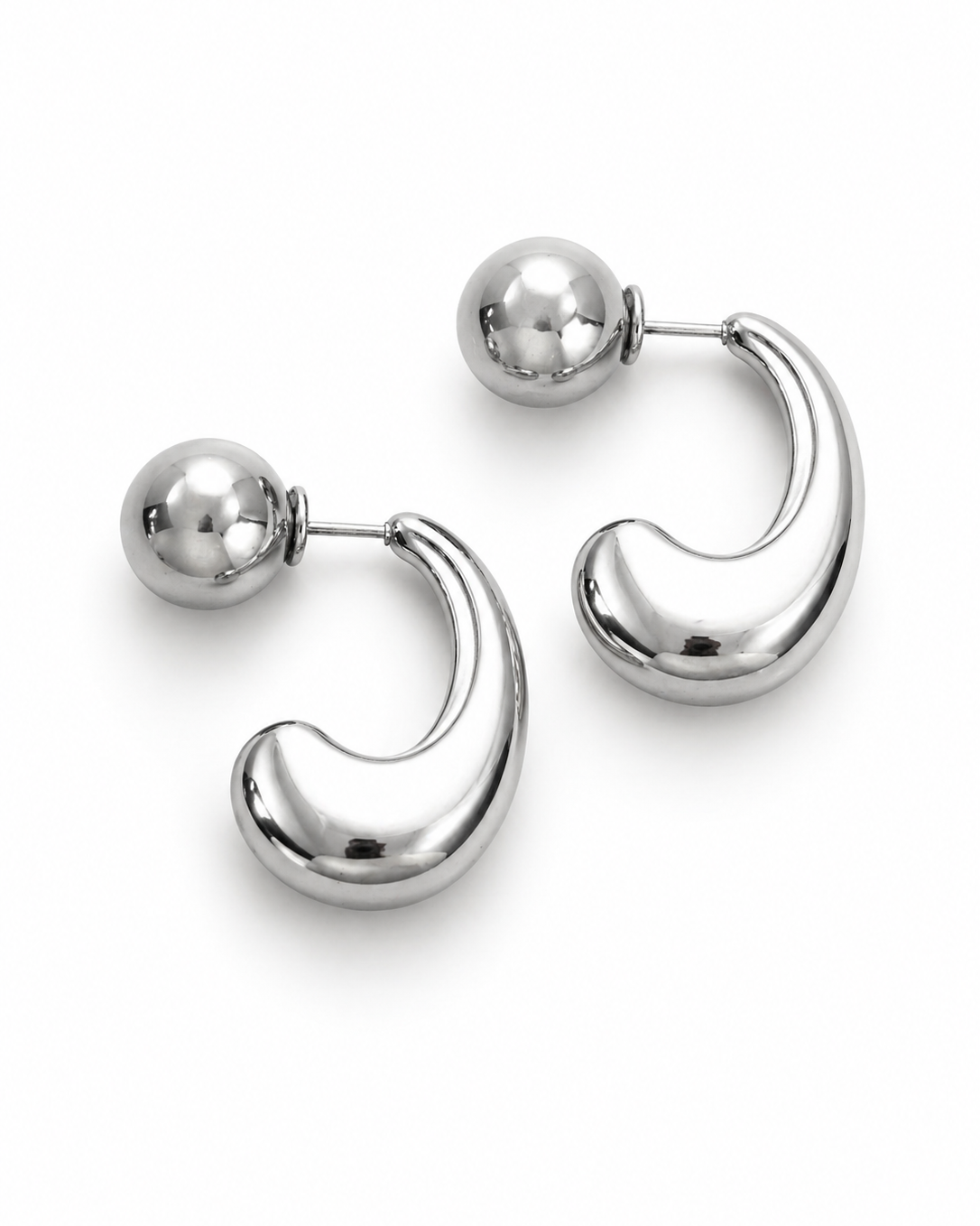 Aretes Gota Doble Plateados