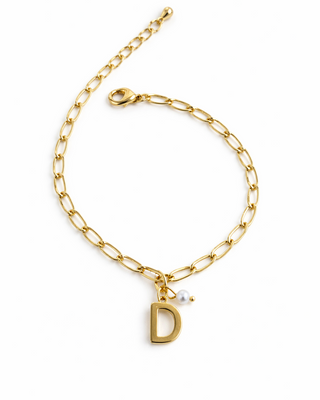 Pulsera Letra Delgada Perla