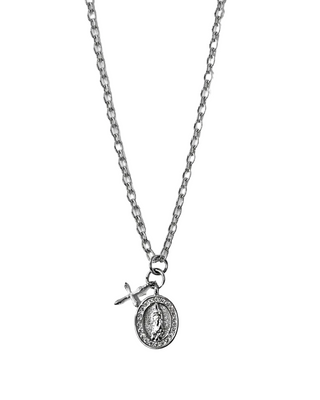 Collar Virgen Cruz Plateada