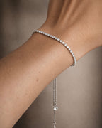Pulsera Tennis Plateado Ajustable Blanca