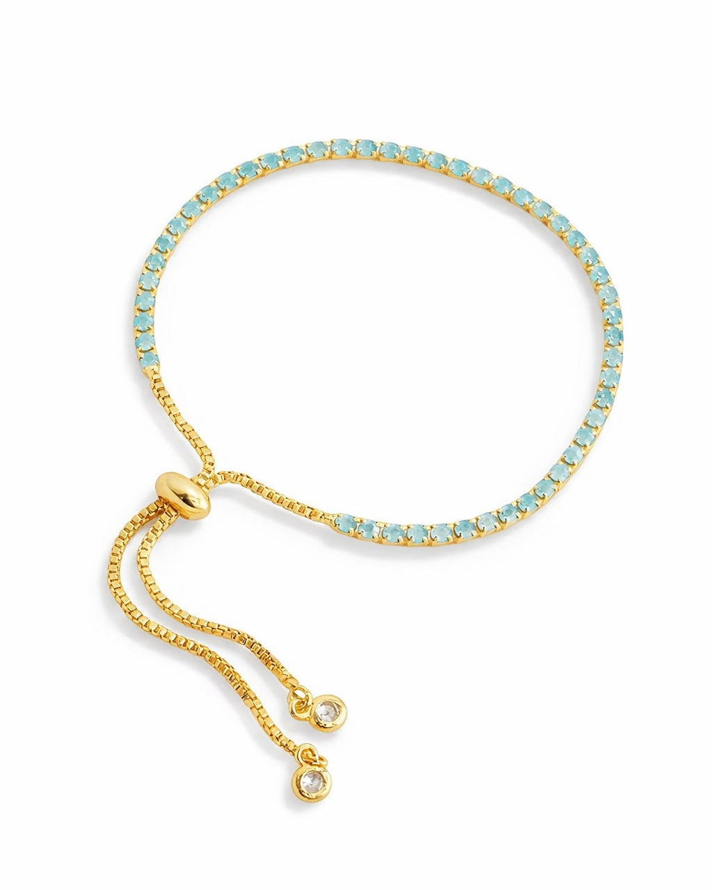 Pulsera Tennis Ajustable Azul Aqua