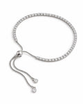Pulsera Tennis Plateado Ajustable Blanca