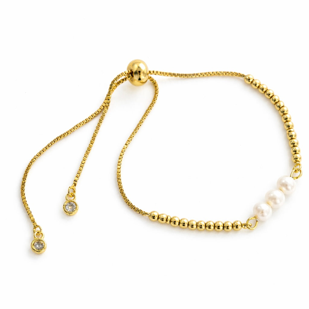 Pulsera Tres Perlas Ajustable