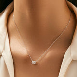 Collar Crystal Rectángulo Plata .925