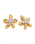 Aretes Flor Doble Bicolor