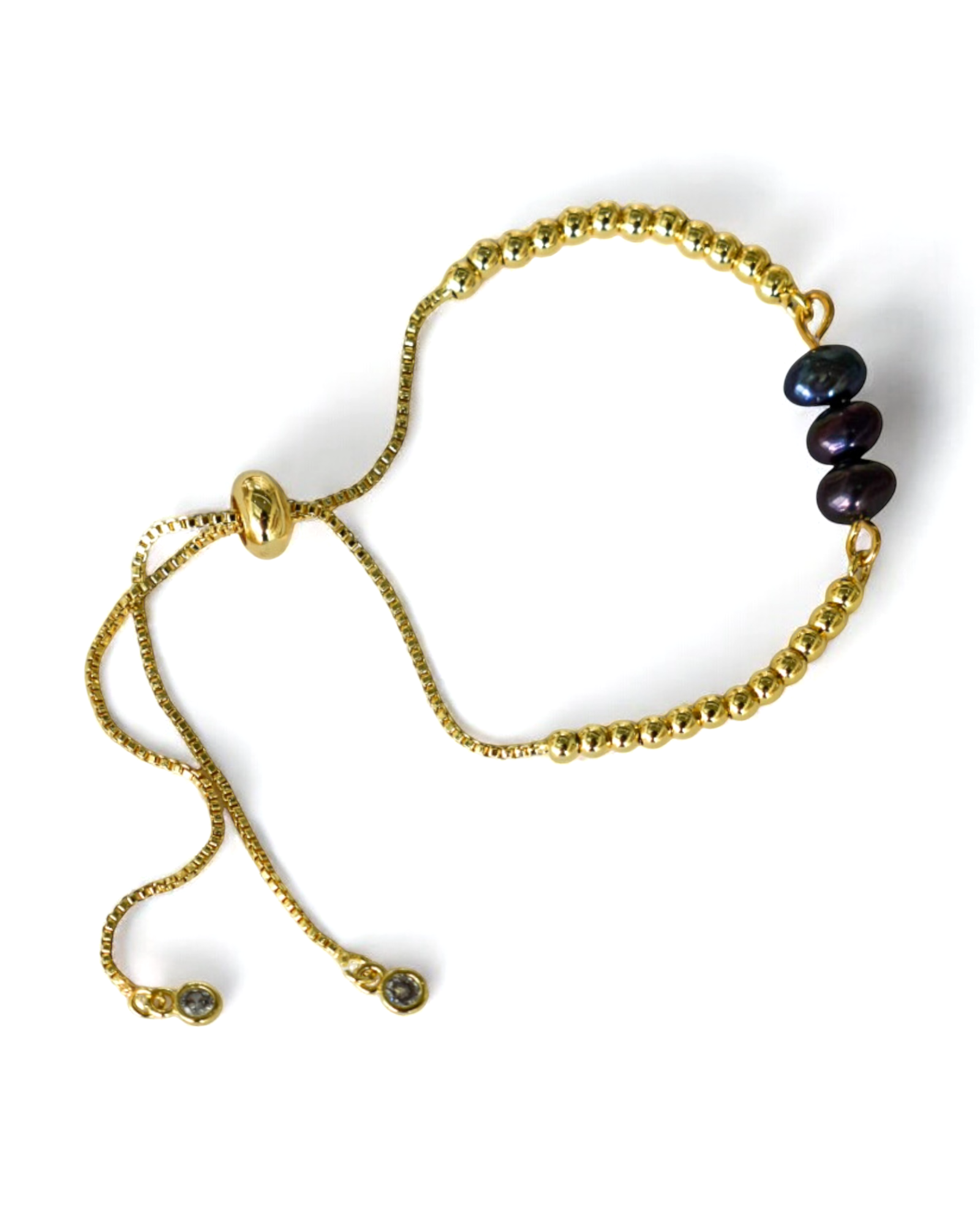 Pulsera Tres Perlas Azules Ajustable