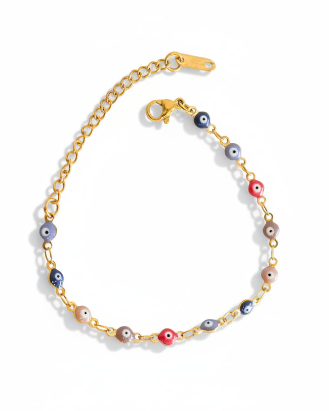 Pulsera Ojitos Combinados Rosa y Lila