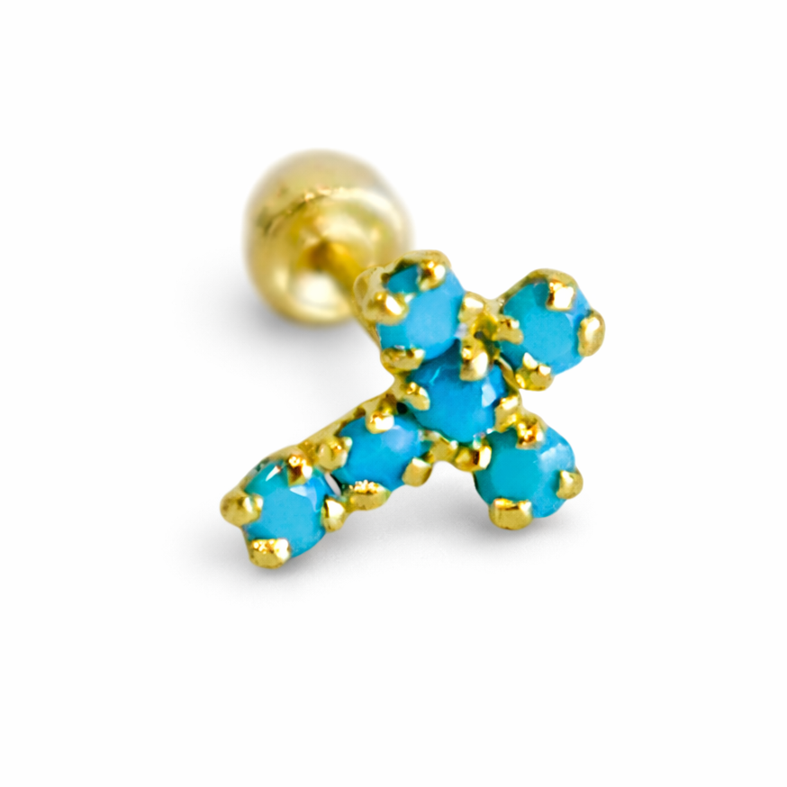 Piercing Cross Azul Piercing 10K - 1 pz
