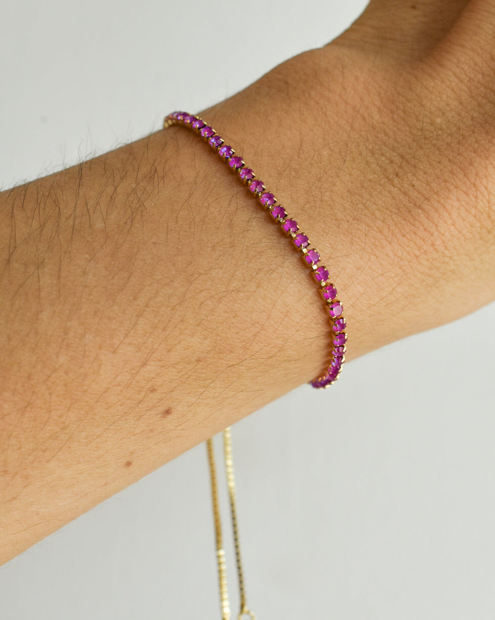 Pulsera Tennis Rosa Fuerte - Ajustable
