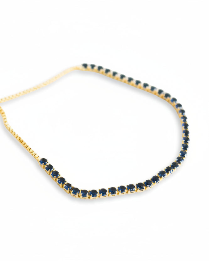 Pulsera Tennis Ajustable Azul Rey