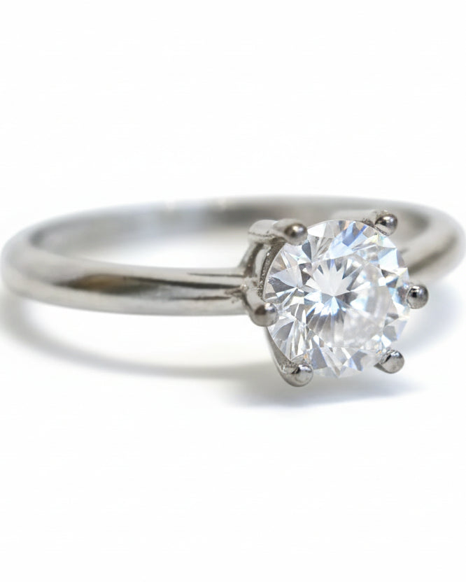 Anillo Corazón Cristal Plateado