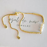 Pulsera Tres Perlas Ajustable