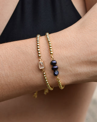 Pulsera Tres Perlas Azules Ajustable