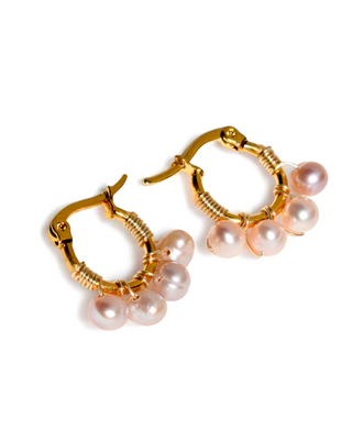 Arracadas Four Pearls - Pink