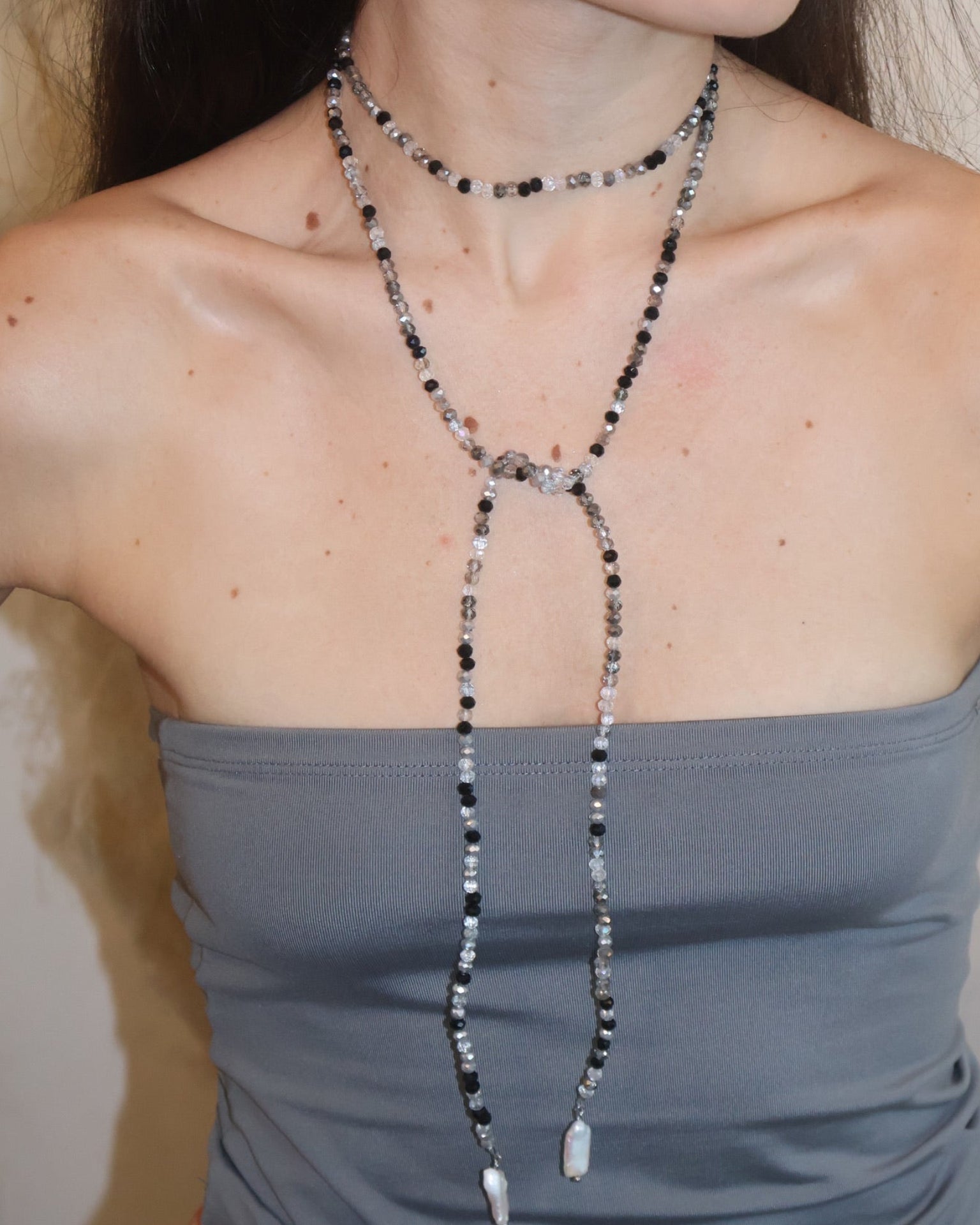 Collar Aura Mix Negro Plata