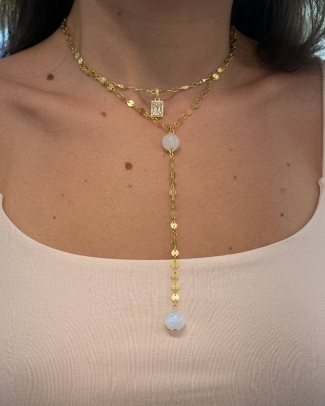 Collar Corbatin Piedra Luna