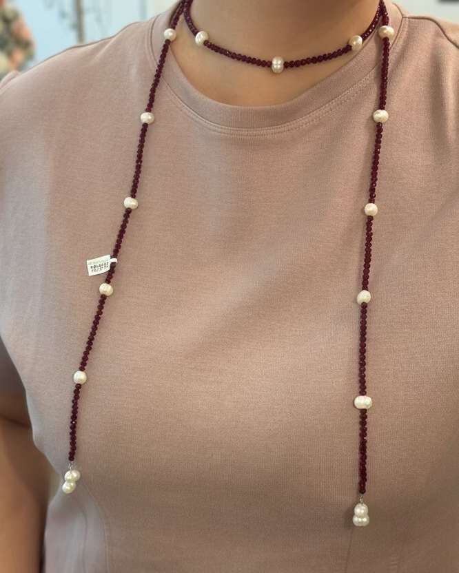 Collar Aura Perlas Tinto