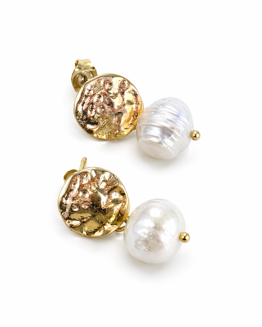 Aretes Martillados Perla
