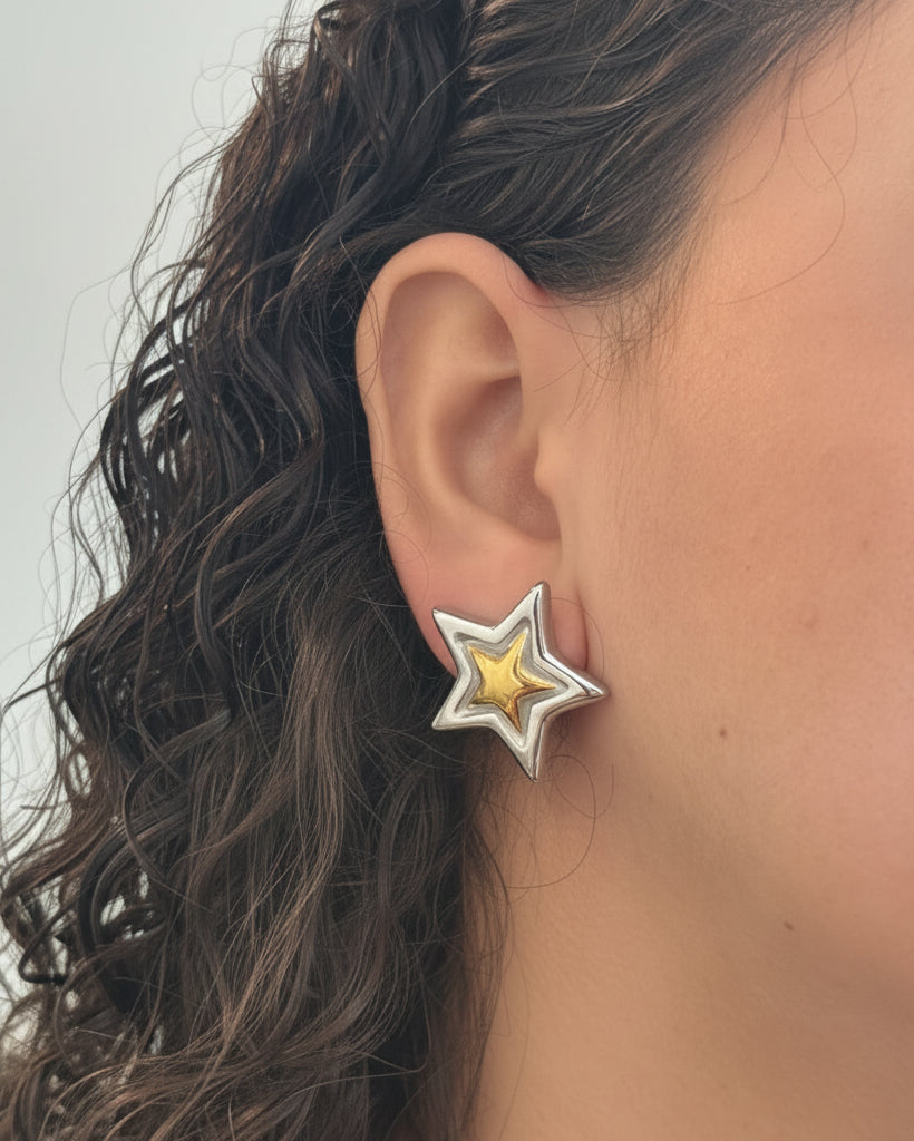 Aretes Star Bicolor