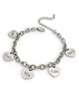 Pulsera Corazones Texto Personalizado