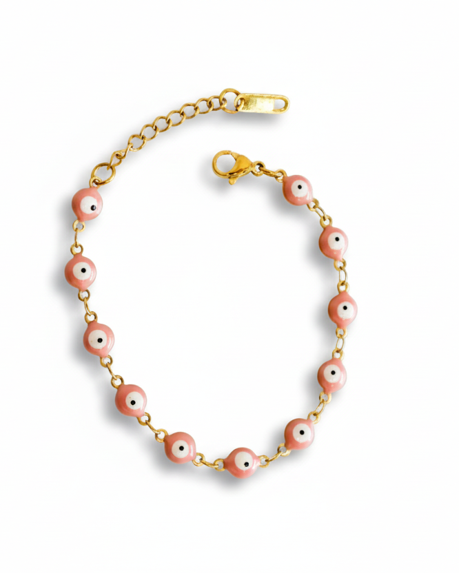Pulsera Ojos Grandes Rosa Claro